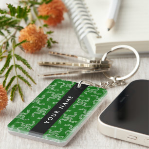 Porte-clefs Couronne de Noël, Verte, Votre nom, Personnaliser
