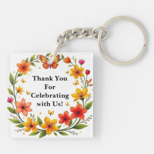 Porte-clefs Couronne de papillons floraux Mariage Texte person