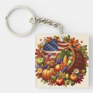 Porte-clefs Couronne de Thanksgiving dinde USA/Américain