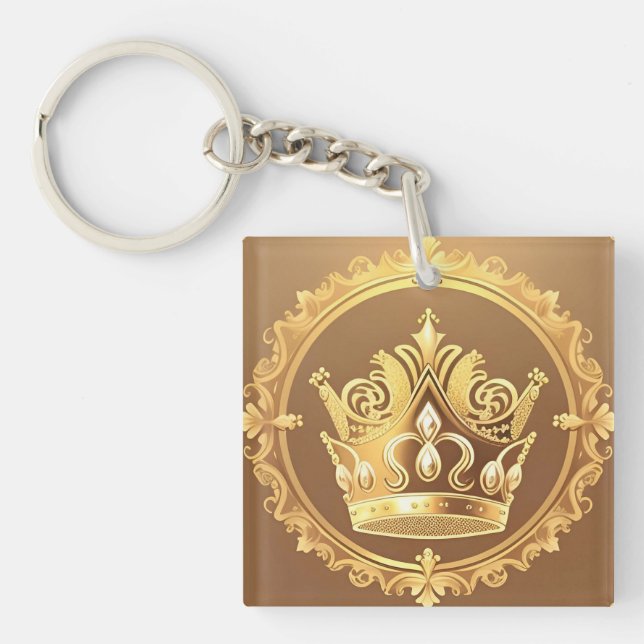 Porte-clefs Couronne dorée élégante (Devant)