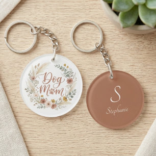 Porte-clefs Couronne florale de chien maman bohème aux fleurs