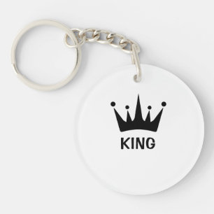 Porte-clefs Couronne noire roi texte cercle acrylique personna
