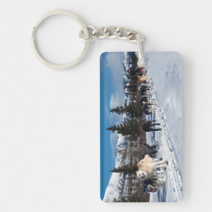 Porte-clefs Course de traîneau à chiens Husky de l'Alaska