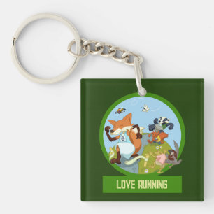 Porte-clefs Course drôle d'animaux de la forêt Amour de la cou