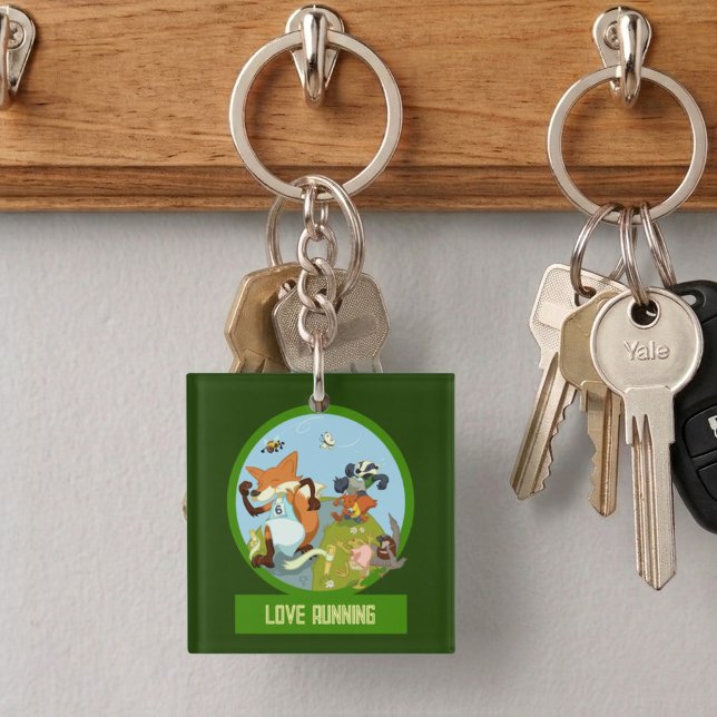 Porte-clefs Course drôle d'animaux de la forêt Amour de la cou (Créateur téléchargé)