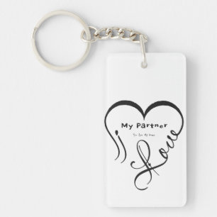 Porte-clefs Coussin décoratif 'J'aime mon partenaire - Vous êt