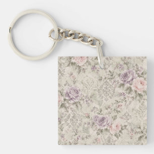 Porte-clefs Coussin Lombaire Vintage Shabby Chic Roses Roses e