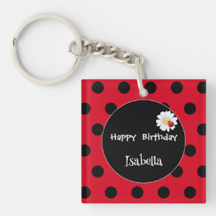 Porte-clefs Coute Polka point Ladybug Daisy Flower fête d'anni