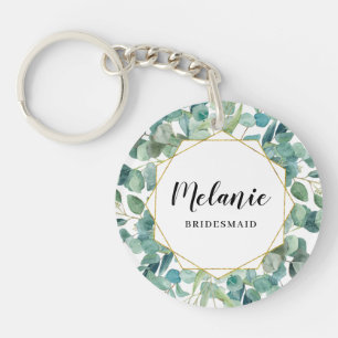 Porte-clefs Coutume Eucalyptus Gold Bridesmaid Favoriser