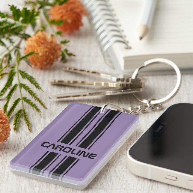 Porte-clefs Coutume Violet violet noir course automobile Sport (Devant droit)