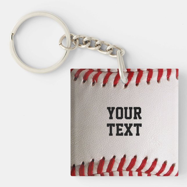 Porte-clefs Couture Baseball Softball Texte Personnalisé (Devant)