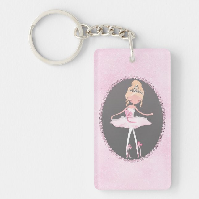 Porte-clefs Couture rose et gris Peau légère Ballerina Girls (Devant)