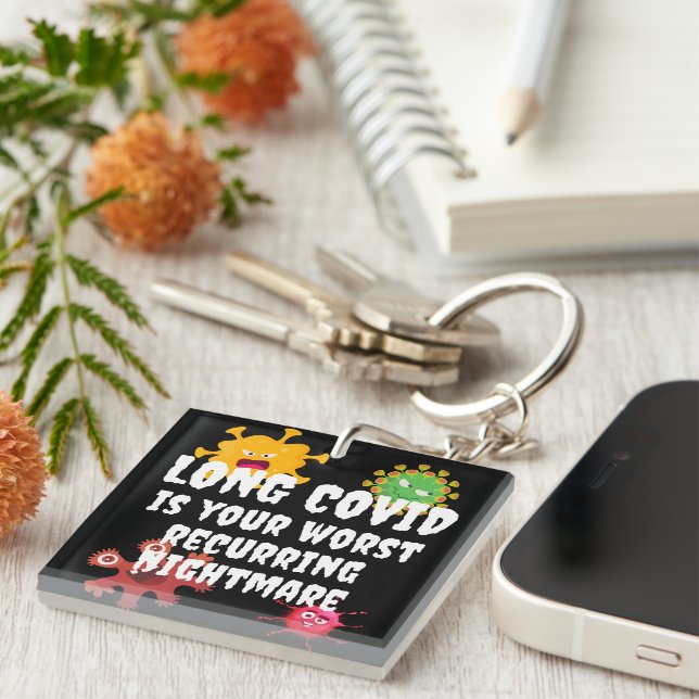 Porte-clefs COVID LONG Est Votre Pire Cauchemar Résistant (Devant Droit)