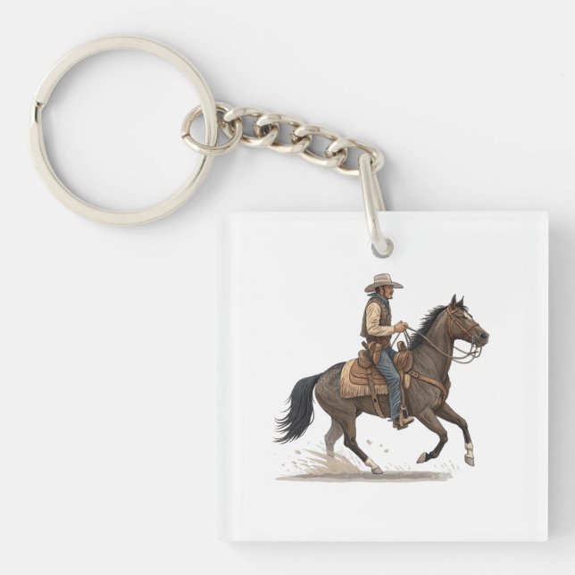 Porte-clefs Cow-boy à cheval (Devant)