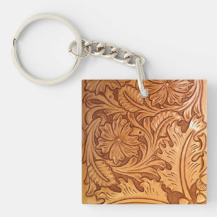 Porte-clefs Cow-boy brun rustique en cuir occidental