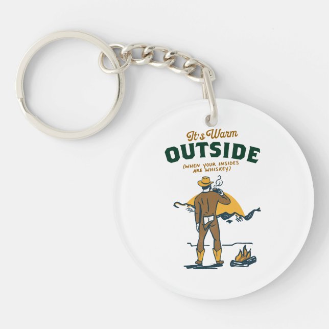 Porte-clefs Cow-boy drôle buvant du Whiskey (Devant)