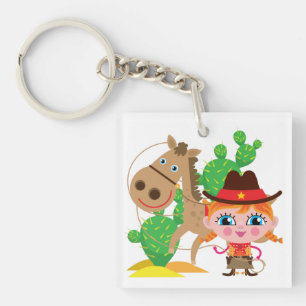 Porte-clefs Cow-girl et cheval