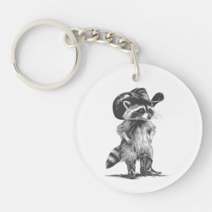 Porte-clefs Cowboy Raton Laveur Mème Graphique Drôle Hommes Fe