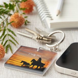 Porte-clefs Cowgirl Sunset Horseback Ride Porte - clé