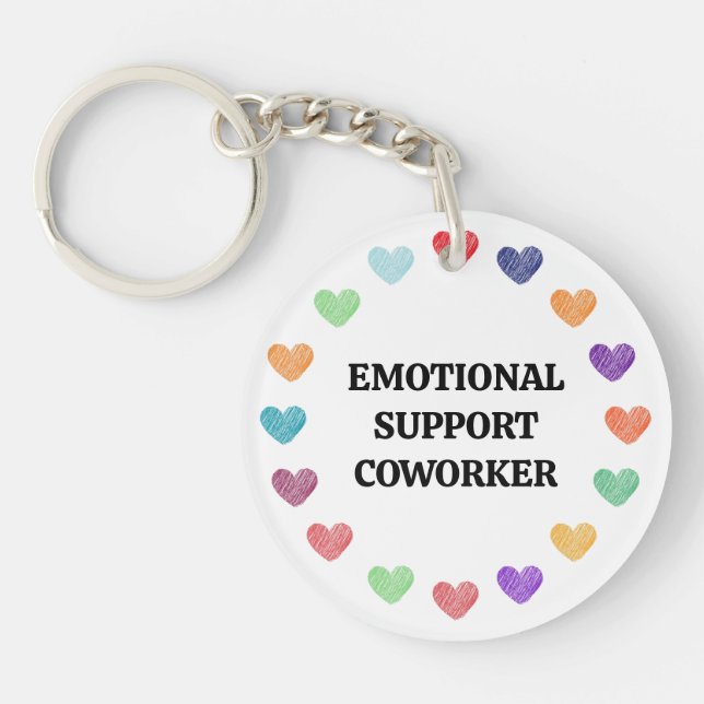 Porte-clefs Coworker de support émotionnel avec Coeurs Arc-en- (Devant)