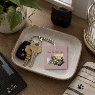 Porte-clefs Cozy Tabby Rose Fête des Pères