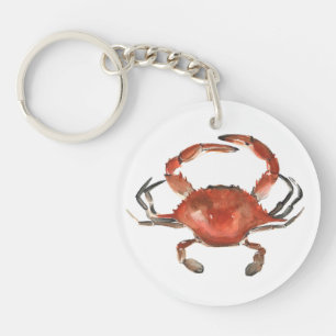 Porte-clefs Crabe d'aquarelle - rouge