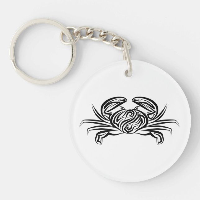Porte-clefs Crabe tribal noir et blanc (Devant)