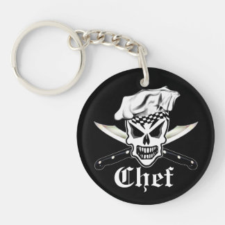 Porte-clefs Crâne 2 de chef et couteaux croisés de chef