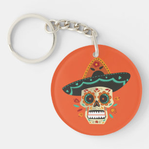 Porte-clefs Crâne à sucre avec Casquette Dia de Muertos   Port