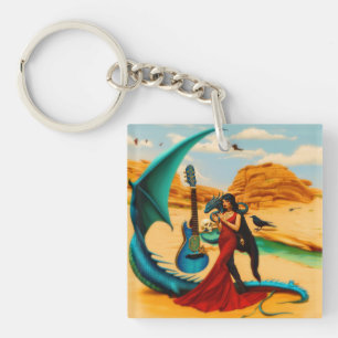 Porte-clefs Crâne de dragon Abstrait Occulte Cuisine foncée AI