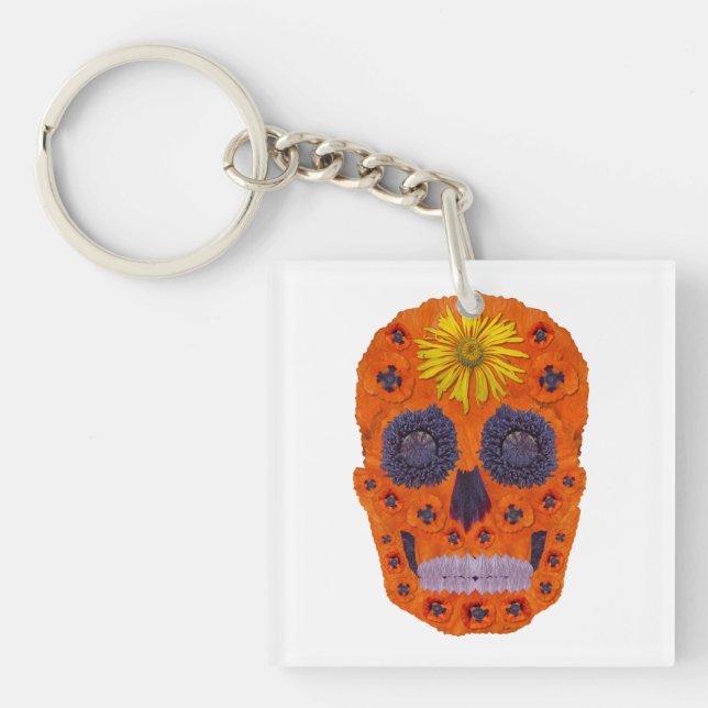 Porte-clefs Crâne de fleurs 1 (Devant)