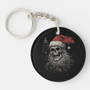 Porte-clefs Crâne de squelette Noël joyeux drôle Santa apparié