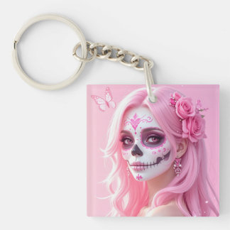 Porte-clefs Crâne de sucre Pink Lady
