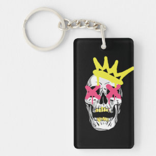 Porte-clefs Crâne Royal : Couronne Rose aux Yeux-X Art