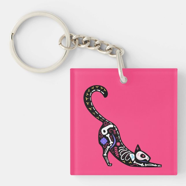 Porte-clefs Crâne sucre Calavera Cat I (Devant)