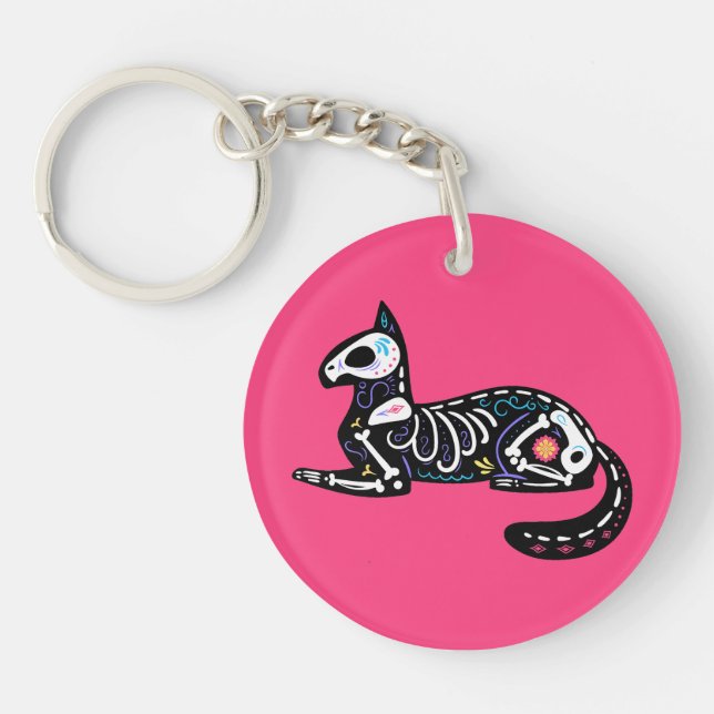 Porte-clefs Crâne sucre Calavera Cat II (Devant)