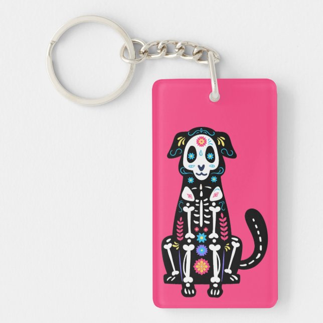 Porte-clefs Crâne sucre Calavera Chien IV (Devant)