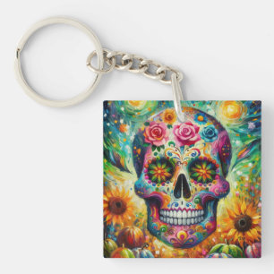 Porte-clefs Crâne sucre Dia De Los Muertos Jour des Morts