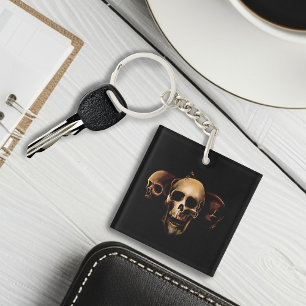 Porte-clefs Crânes gothiques sombres Trio noir créature humain