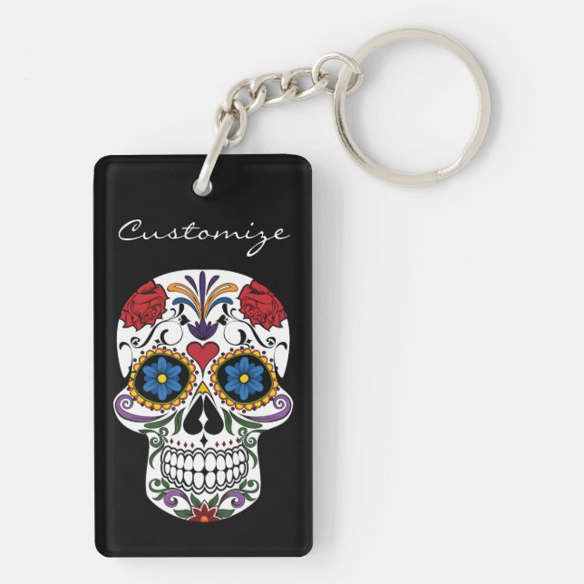 Porte-clefs Crânes humains décorés Art Thunder_Cove (Dos)