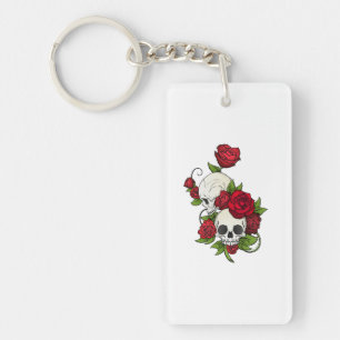 Porte-clefs Crânes Roses Día de Muertos