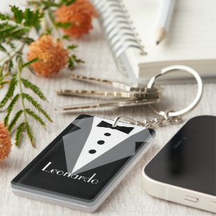Porte-clefs Cravate noire Tuxedo personnalisée