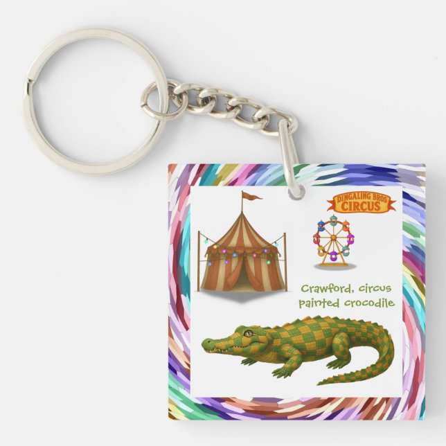 Porte-clefs Crawford, crocodile de cirque peint (Devant)