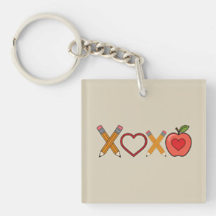 Porte-clefs Crayon et pomme de la Saint-Valentin pour enseigna