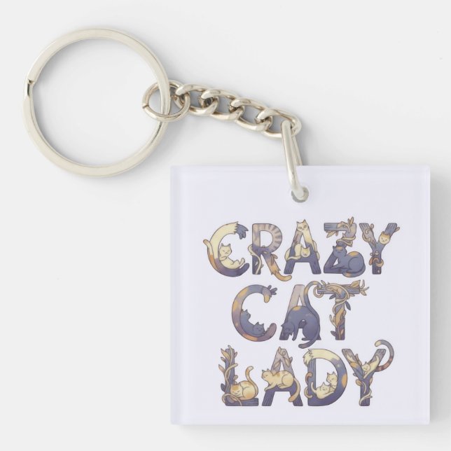 Porte-clefs Crazy Cat Lady (Devant)