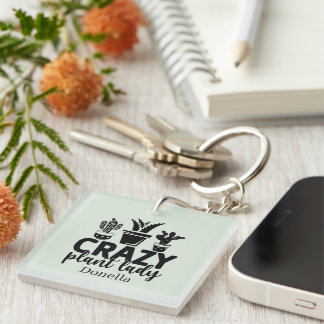 Porte-clefs Crazy plante dame mot art