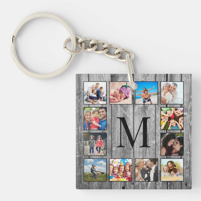 Porte-clefs Create Your Custom Photo Collage Rustic Farmhouse (Devant)