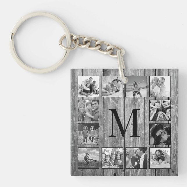 Porte-clefs Create Your Custom Photo Collage Rustic Farmhouse (Devant)