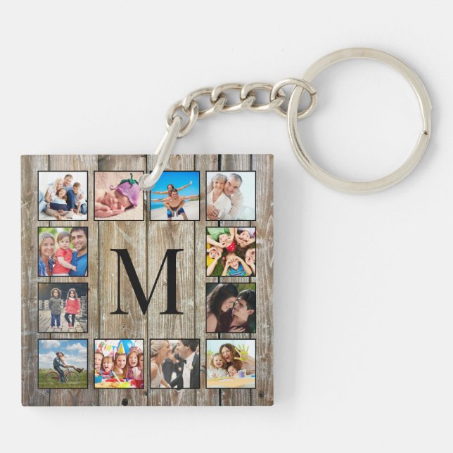 Porte-clefs Create Your Custom Photo Collage Rustic Farmhouse (Dos)