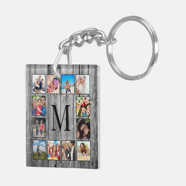 Porte-clefs Create Your Custom Photo Collage Rustic Farmhouse (Dos droit)